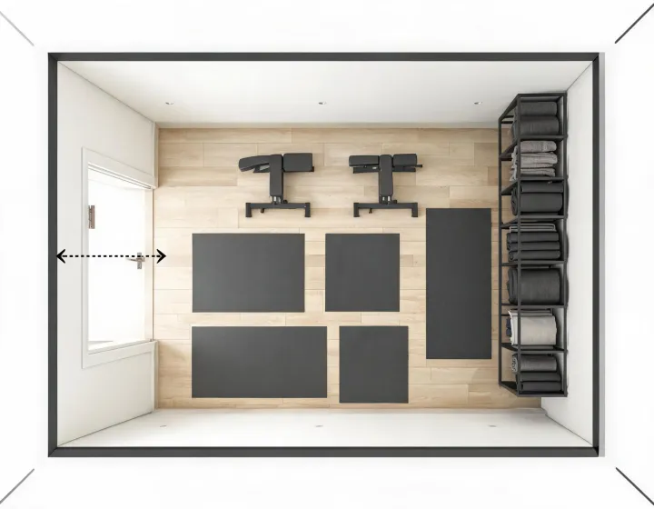 Builder checks a home gym room and receiving route